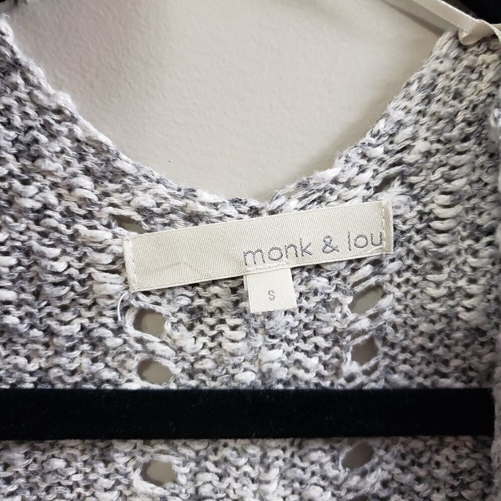 Monk & Lou * Open Knit Grey Crochet Cardigan * S - Picture 8 of 10